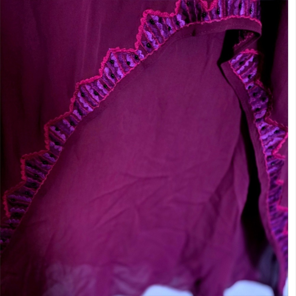 Vintage Collection Plum Embroidered Adele Puff Sleeve Tunic XL Romantic Bohemian - Picture 9 of 12